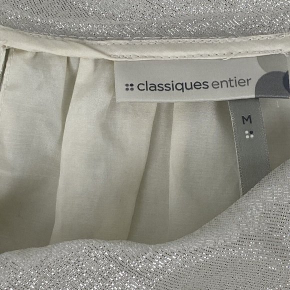 Classiques Entier Metallic Cream Gold Silk Blend Boat Neck Cap Sleeve Top Medium - Picture 5 of 10